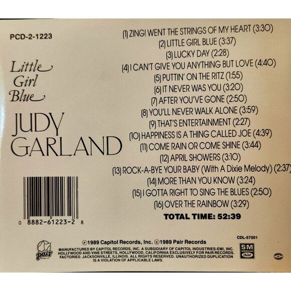 Judy Garland Little Girl Blue 1989 Double Play Compact Disc 2 Albums 37213cd - Picture 2 of 2